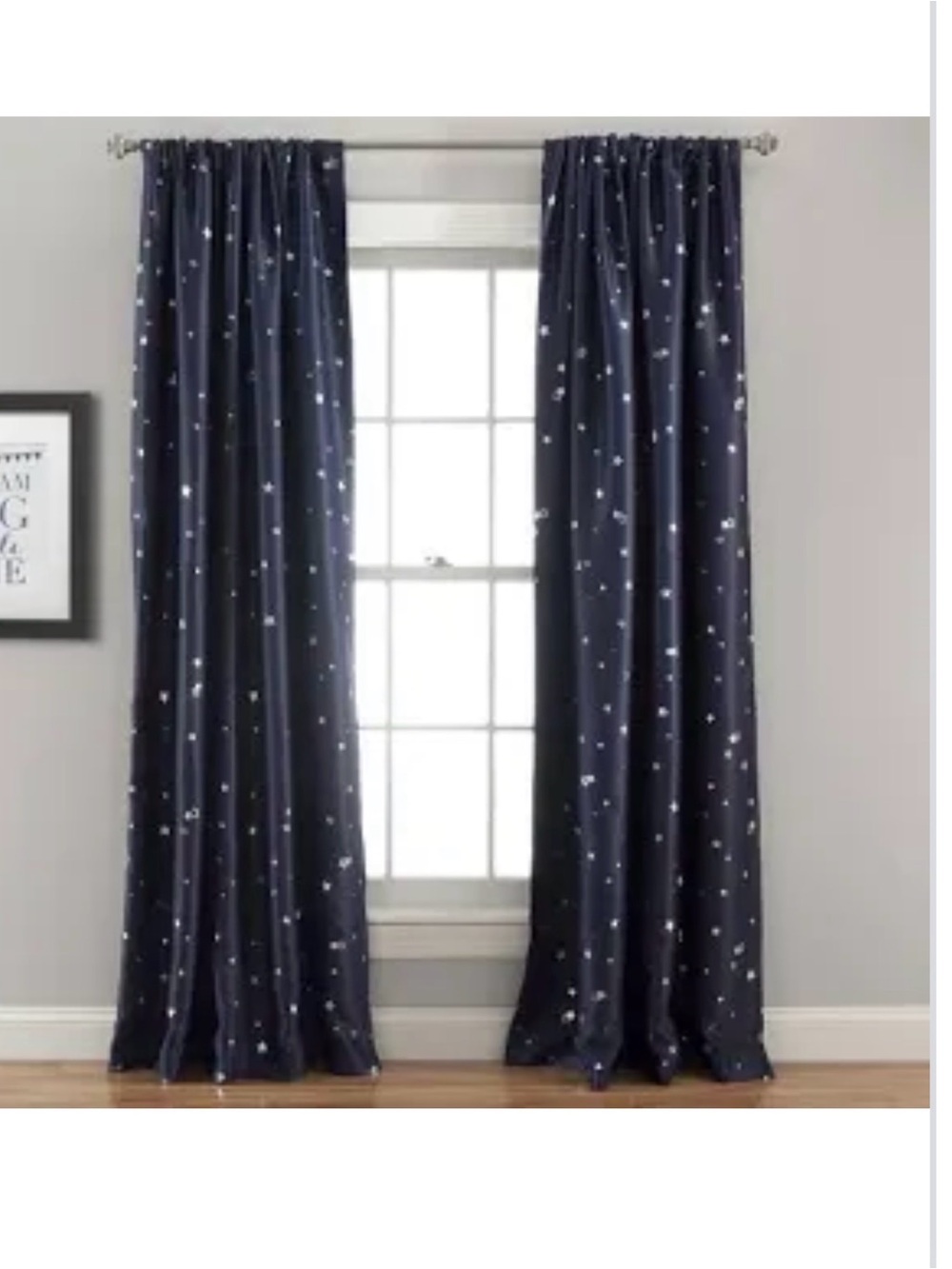 2 sets of Black curtains with cut out Star- Blackout Drapes -